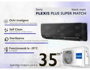 Conditioner HAIER FLEXIS Plus DC Inverter R32 Super Match AS35S2SF1FA-BH-1U35S2SM1FA (black matt) (Încălzire pana la - 20°C)