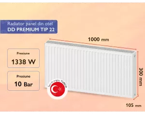 Steel panel radiator DD PREMIUM TIP 22 300x1000