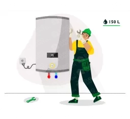Installation of an electric boiler with a volume of up to 150 liters