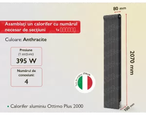 Calorifer aluminiu Ottimo Plus 2000 Anthracite