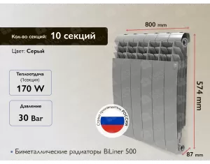 Биметаллические радиаторы Royal Thermo BiLiner 500 Серый