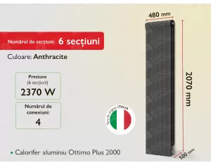 Calorifer aluminiu Ottimo Plus 2000 Anthracite (6 elem.)