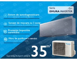 Air conditioner DAIKIN Inverter EMURA  FTXJ35AS+RXJ35A R32 A+++ grey