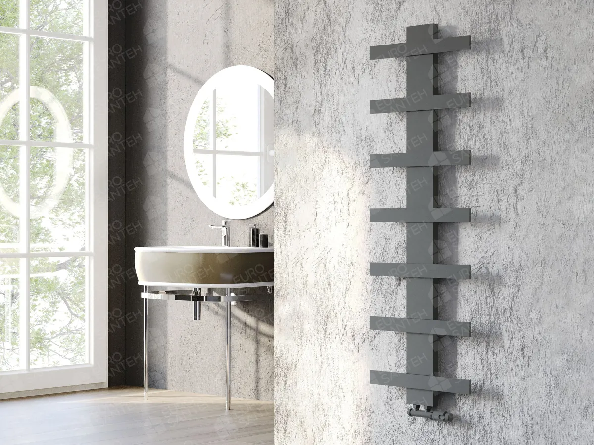 Designer towel warmer LOJIMAX, collection ALBATROS STYLE height 340 mm. width 450 mm. Anthracite matte