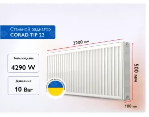 Стальной панельный радиатор CORAD TIP 22 500x2200