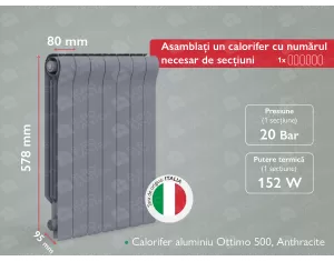 Aluminum radiator Ottimo 500 Anthracite