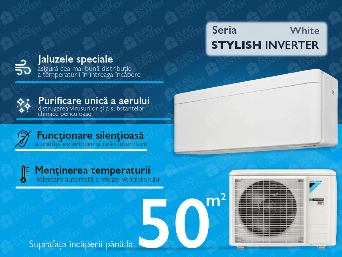 Conditioner DAIKIN Inverter STYLISH FTXA50AW+RXA50A alb A++