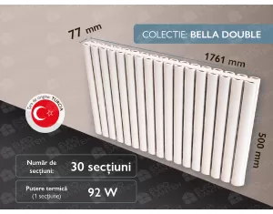 LOJIMAX radiator, BELLA DOUBLE height 500 mm, length 1761 mm. (Color white)