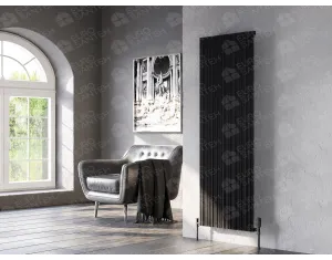Designer radiator LOJIMAX BAMBOO collection 1800x359 mm, Black Matte Anodising