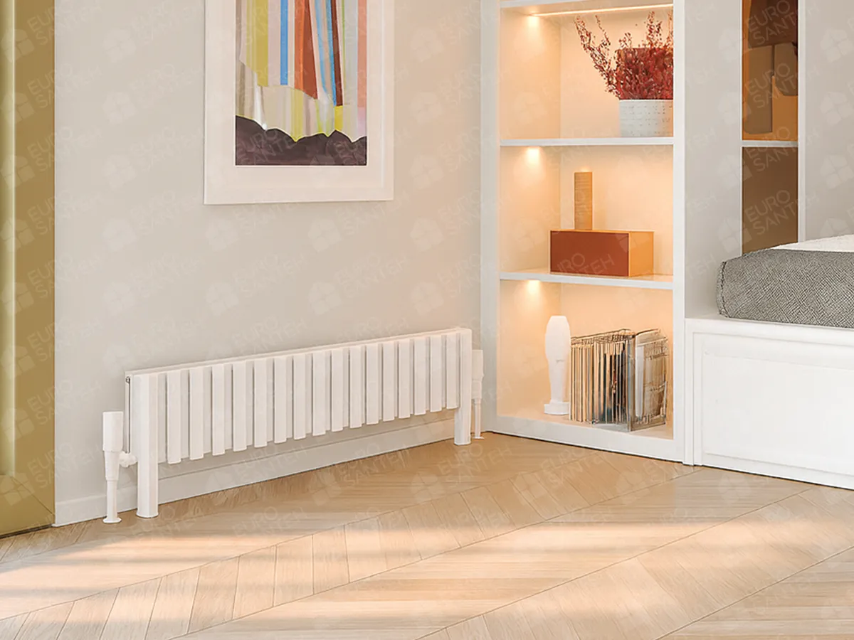 FLOOR STANDING ALUMINUM RADIATOR SIESTA DOUBLE LUX height 800 mm. width 1407 mm. white mat