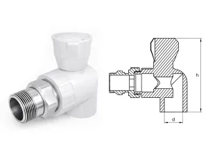 Кран угловой из полипропилена для радиатора (PPR) d.20 