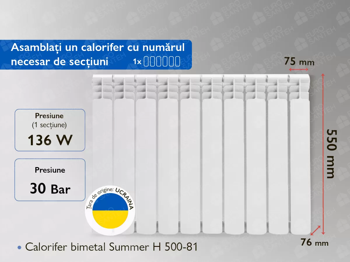 Bimetal radiator Summer H 500-81