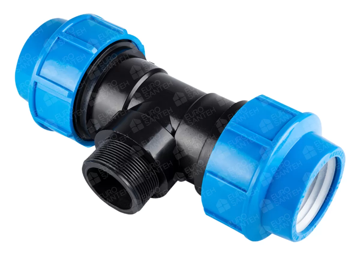 Тройник полиэтиленовый зажимной PN 6 бар, d. 32 x 3/4" x 32 (папа) 