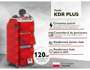 Cazan pe combustibil solid cu incarcare manuala DEFRO KDR PLUS 3 A 12 kW