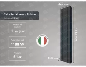 Aluminum radiator Rubino Antracit 1800 (4 elem.)