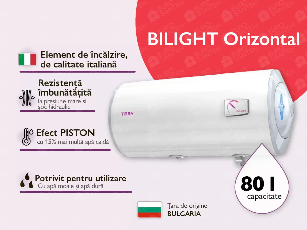 Electric boiler TESY GCH 80 44B12 TSRC BILIGHT Horizontal