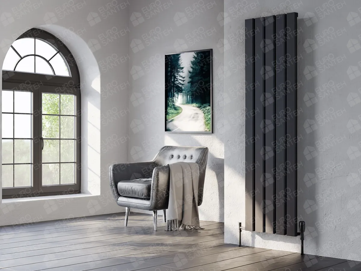Designer radiator LOJIMAX, collection  DIAMOND height 200 mm. width 296 mm. black mat