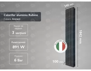 Aluminum radiator Rubino Antracit 1800 (3 elem.)