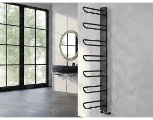 LOJIMAX designer towel warmers, PRUSIAS collection, Matte Black
