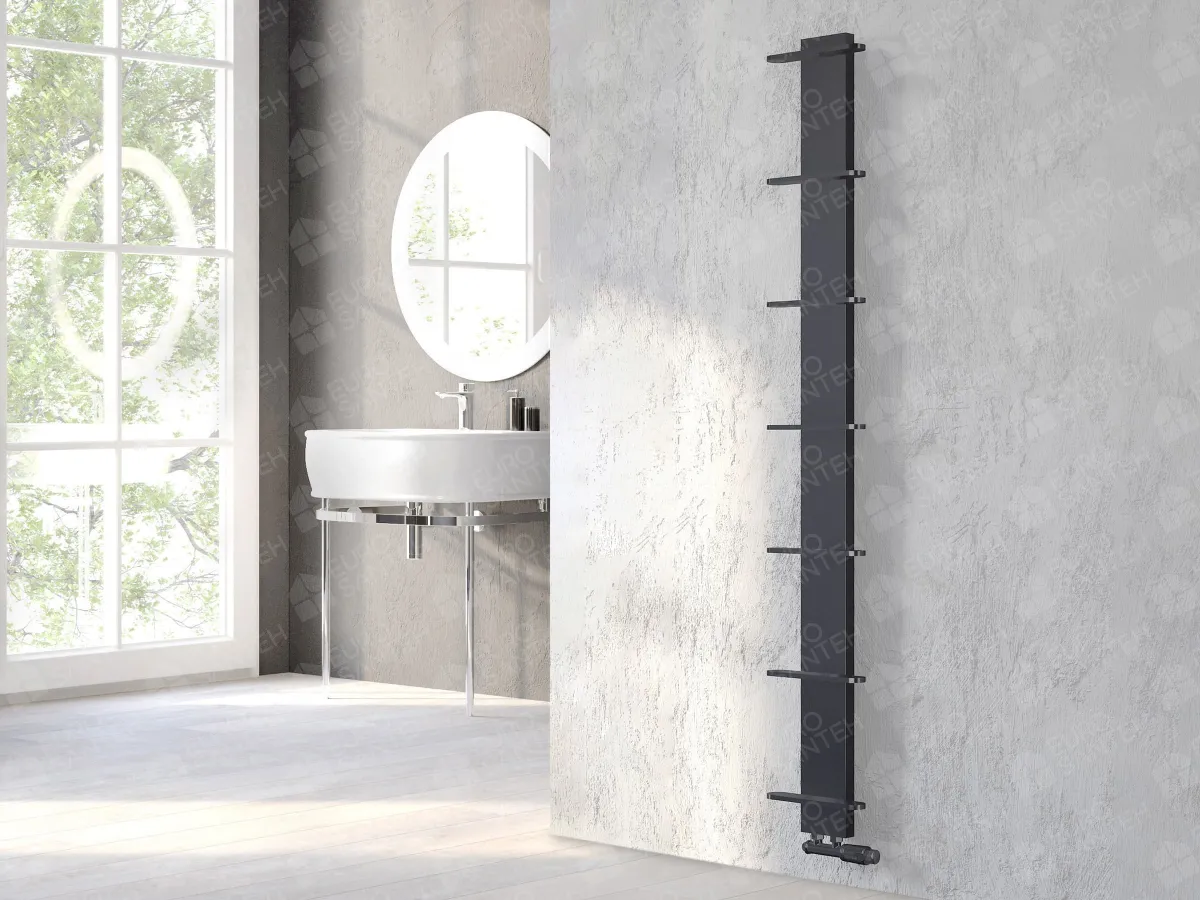 Designer towel warmer LOJIMAX, collection СARETTA height 1675 mm. width 250 mm. Anthracite matte