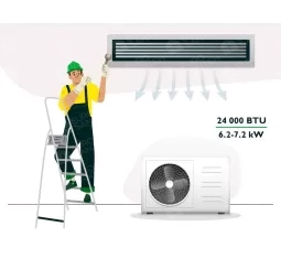 Standard installation of narrow-duct air conditioners with a capacity of 24,000 BTU (6.2 - 7.2 kW)