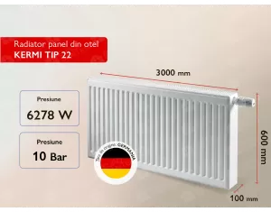 Steel panel radiator KERMI TIP 22 600x3000