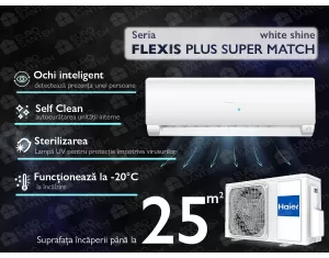Conditioner HAIER FLEXIS Plus DC Inverter R32 Super Match AS25S2SF1FA-LW-1U25S2SM1FA (white shine) (Încălzire pana la - 20°C)