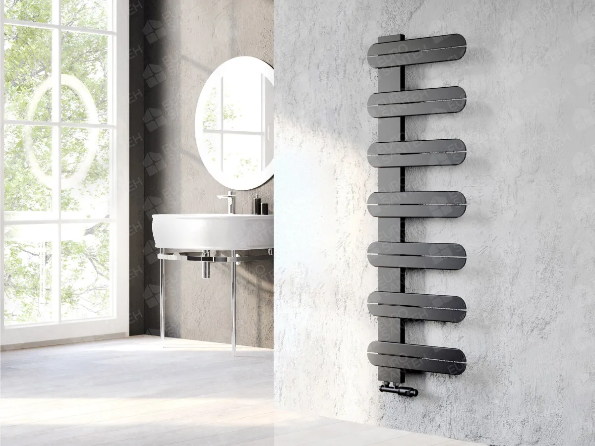 Designer towel warmer LOJIMAX, collection LINEA height 195 mm. width 400 mm. Anthracite matte