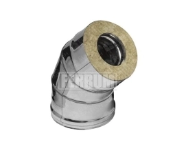 Cot 45° izolat pentru cos de fum FERRUM d.130-200 mm (inox 430/0,5 mm)