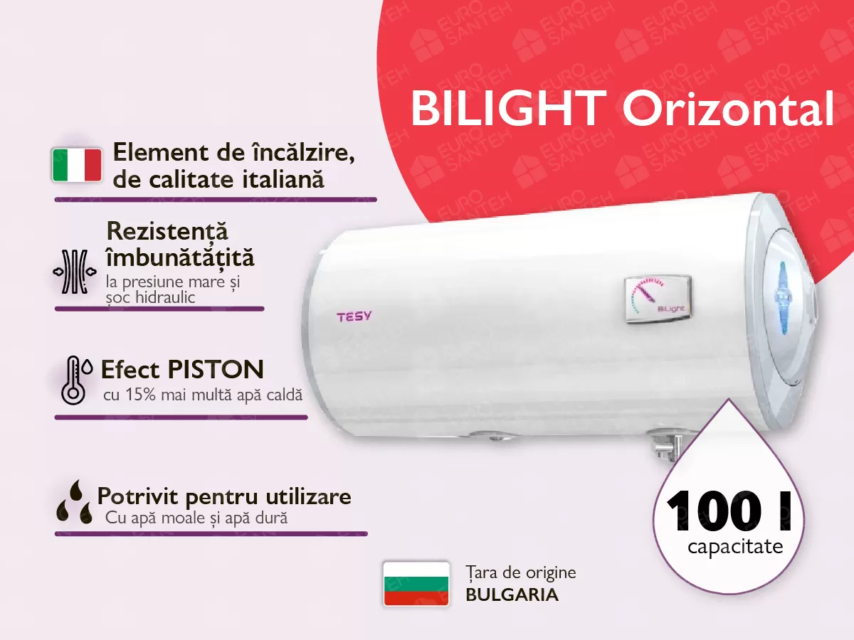 Boiler electric TESY GCH 100 44B12 TSRC BILIGHT Orizontal