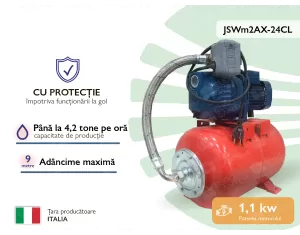 Hydrophore Pedrollo JSWm2AX-24CL (pina la 9m, 1,1kW) with protection