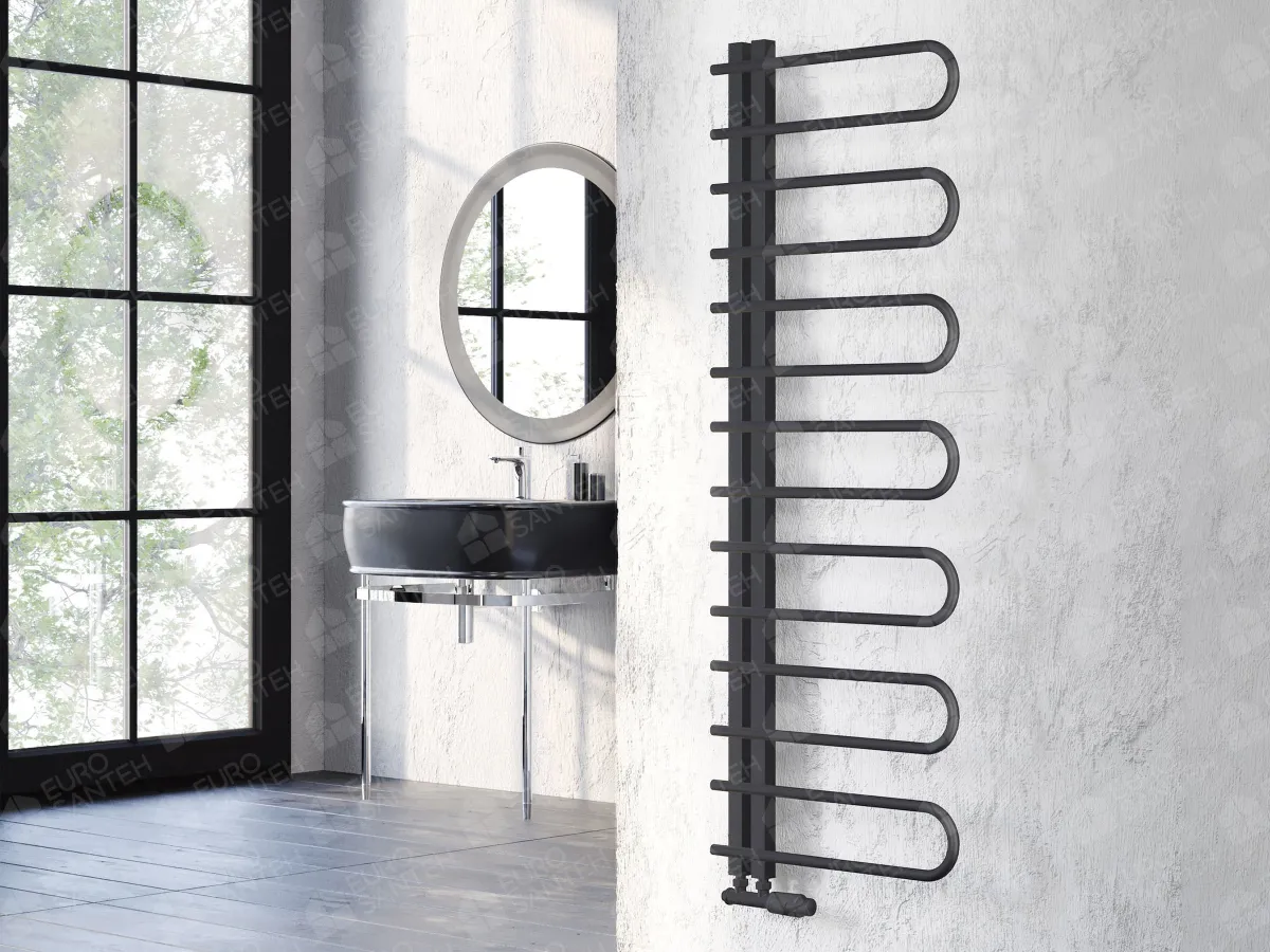 Designer towel warmer LOJIMAX, collection CORTE height 400 mm. width 500 mm. Anthracite matte