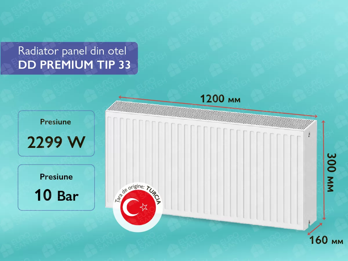 Radiator panel din otel DD PREMIUM TIP 33 300x1200