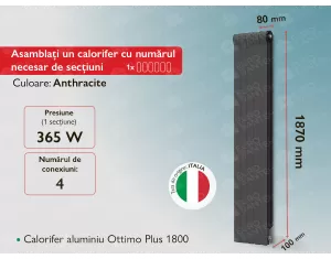 Aluminum radiator Ottimo Plus 1800 Anthracite
