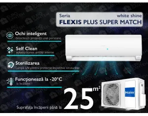 Conditioner HAIER FLEXIS Plus DC Inverter R32 Super Match AS25S2SF1FA-LW-1U25S2SM1FA (white shine) (Încălzire pana la - 20°C)