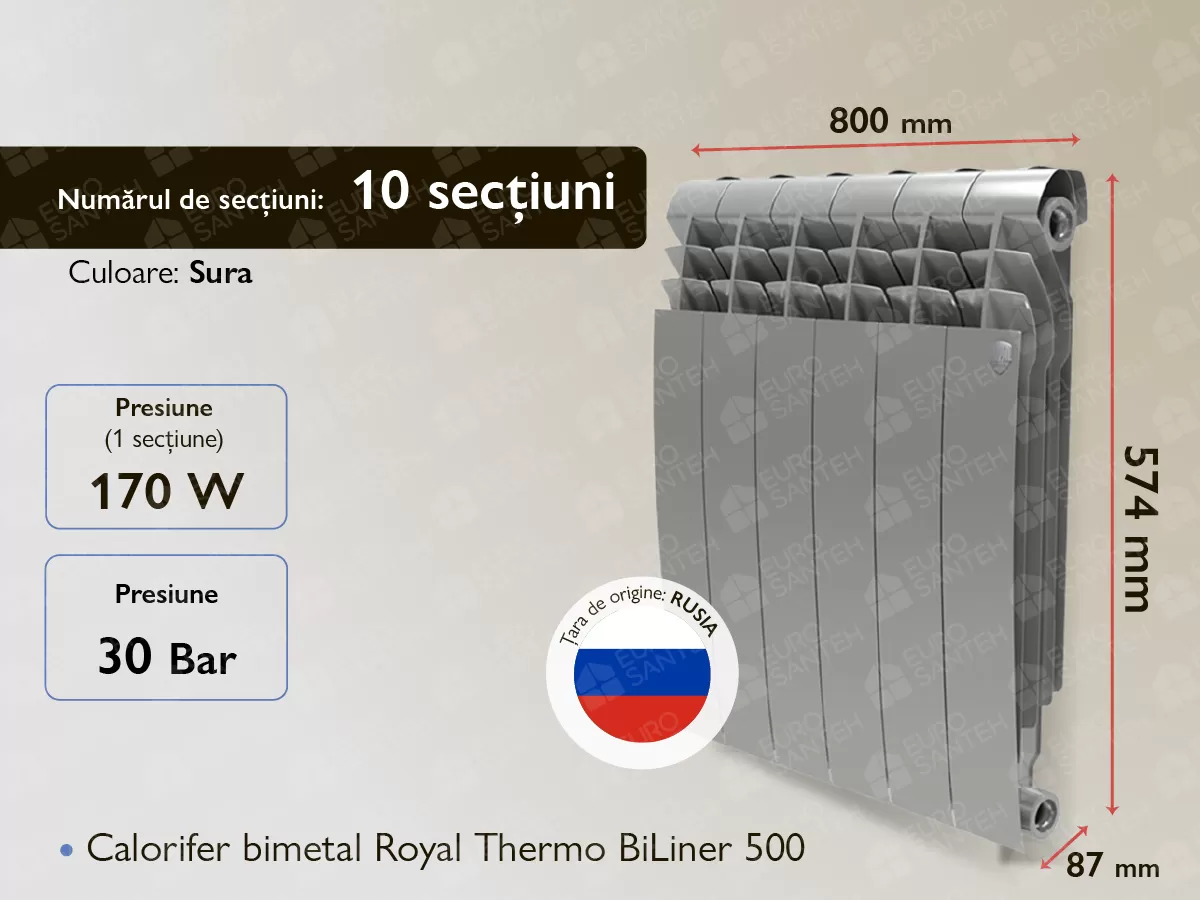 Bimetal radiator Royal Thermo BiLiner 500 Grey