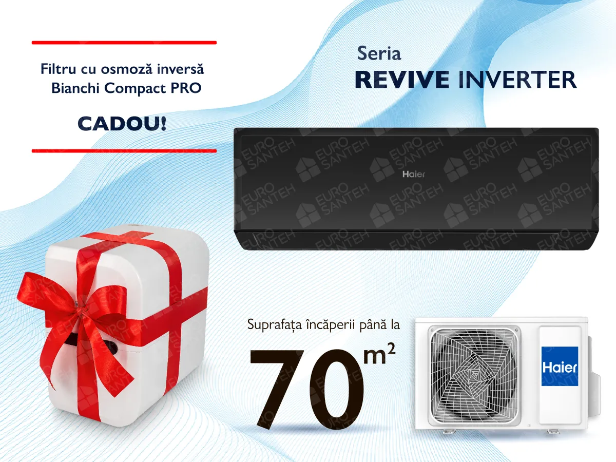 Conditioner HAIER REVIVE Plus DC Inverter R32 AS68RDAHRA-B 1U68MRAFRA-4 Negru (Încălzire pana la - 20°C)