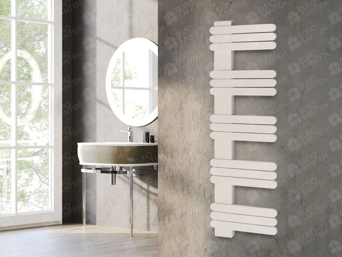 Designer towel warmer LOJIMAX, collection NUMMO height 250 mm. width 400 mm. Lemon gloss