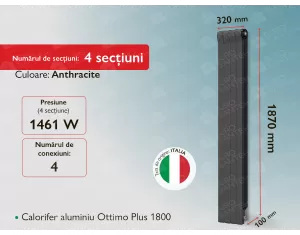 Aluminum radiator Ottimo Plus 1800 Anthracite (4 elem.)