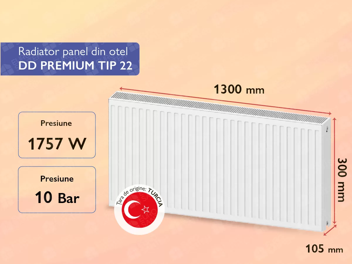 Radiator panel din otel DD PREMIUM TIP 22 300x1300