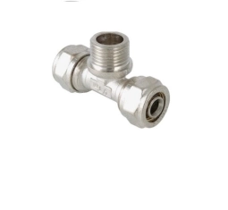 Тройник для металлопласта с переходом на наружную резьбу d16 мм х 1/2