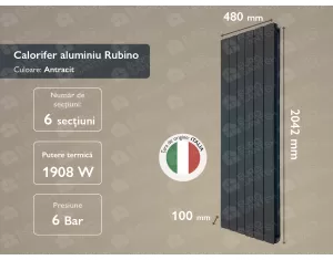 Aluminum radiator Rubino Antracit 2000 (6 elem.)