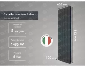 Aluminum radiator Rubino Antracit 1800 (5 elem.)