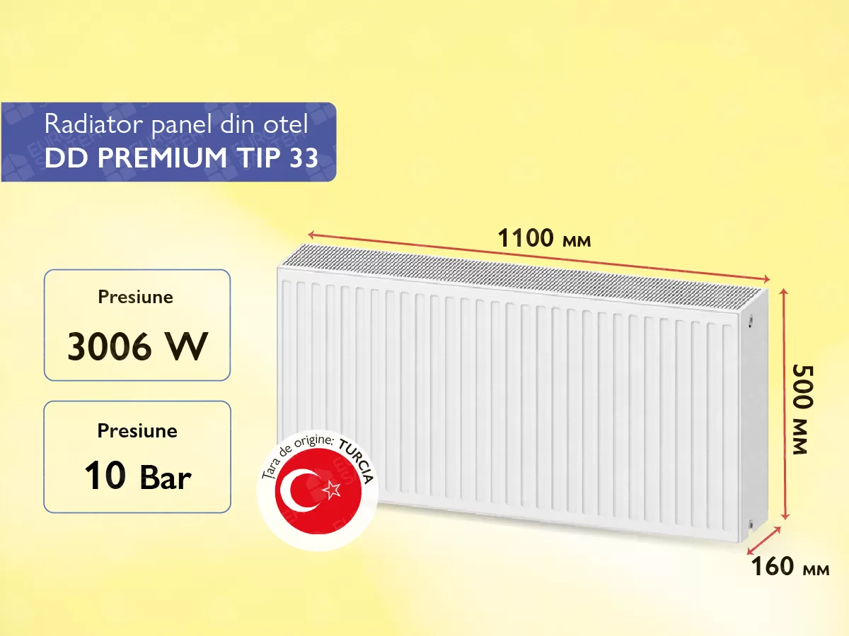 Steel panel radiator DD PREMIUM TIP 33 500x1100