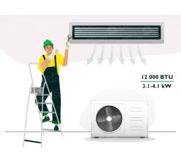 Standard installation of narrow-duct air conditioners with a capacity of 12000 BTU (3.1 - 4.1 kW)