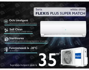 Air conditioner HAIER FLEXIS Plus DC Inverter R32 Super Match AS35S2SF1FA-LW-1U35S2SM1FA (white shine)