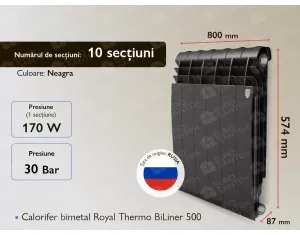 Calorifer bimetal Royal Thermo BiLiner 500 Negru