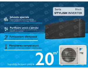 Air conditioner DAIKIN Inverter STYLISH FTXA20BB+RXA20A черный матовый A+++