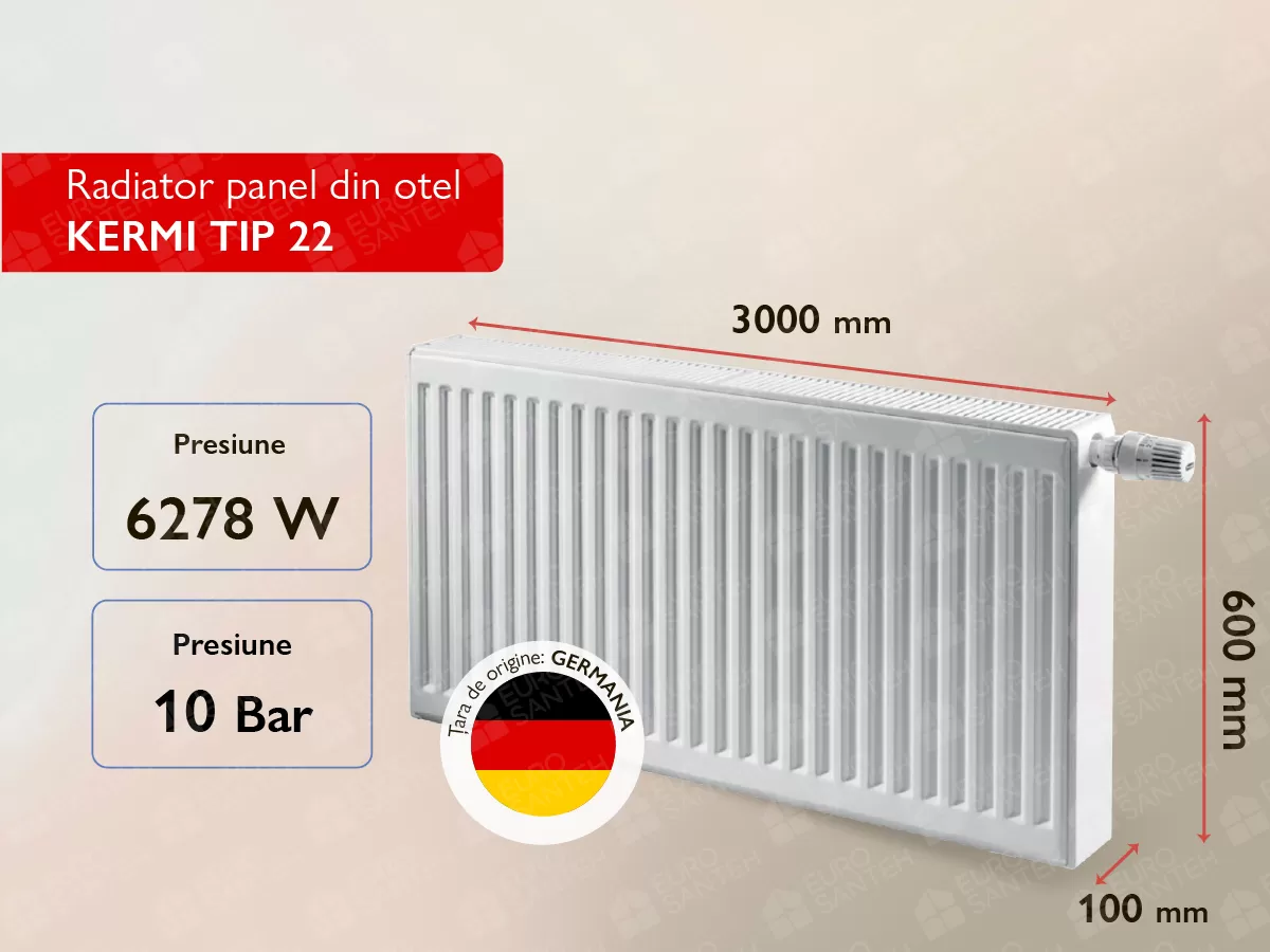 Radiator panel din otel KERMI TIP 22 600x3000