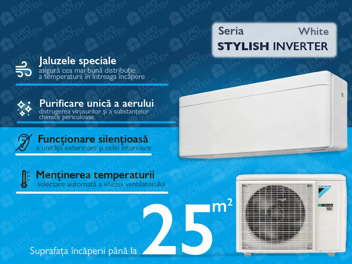 Conditioner DAIKIN Inverter STYLISH FTXA25AW+RXA25A alb A+++